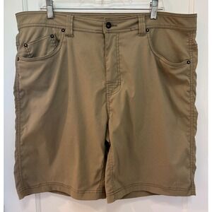prAna Mens Khaki Hiking Shorts 38W Outdoor Casual Travel